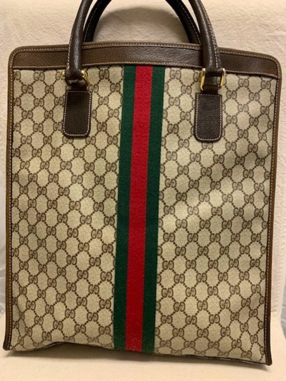 Vintage Gucci Monogram Canvas Sherry Line Tote with red gucci dust bag - Picture 5 of 16